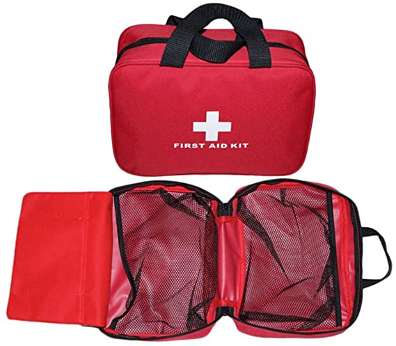 Baoke Red First Aid Bag Empty Travel Rescue Pouch First Responder Storage Compact Survival Medicine Bag for Car Home Office Kitchen Sport Outdoors (Red)