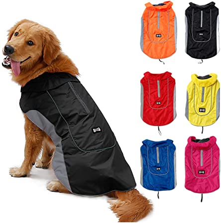 TFENG Waterproof Dog Coat Warm Vest Puppy Jacket with Fleece Lining Black L
