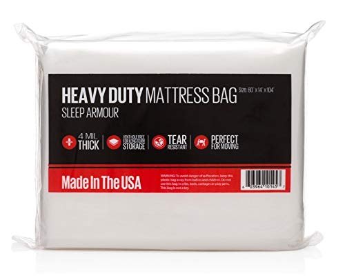 Heavy Duty Mattress Bag : 4 mil Thick Mattress Bag for Moving / Storage, Made in the USA (1, King )