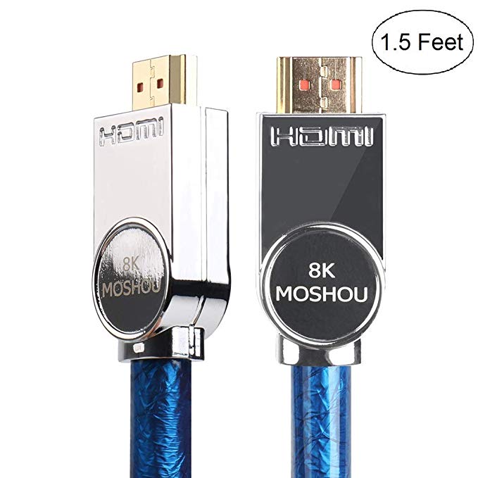 SIKAI 8K TV HDMI Cord Ultra High Speed HDMI 2.1 Cable Support 8K@60Hz, 4K@120Hz, 48Gbps-Ethernet, eARC, Dolby Atmos Vision HDR10 4.4.4 Chroma, HDCP2.2, Up to 7680-by-4320 Resolution (1.5 Feet)