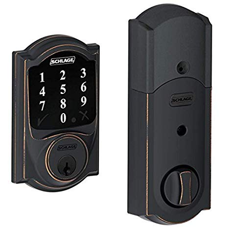 (New Model) Schlage Connect Camelot Touchscreen Deadbolt with Z-wave Technology and Extra Key BE468 (Aged Bronze)