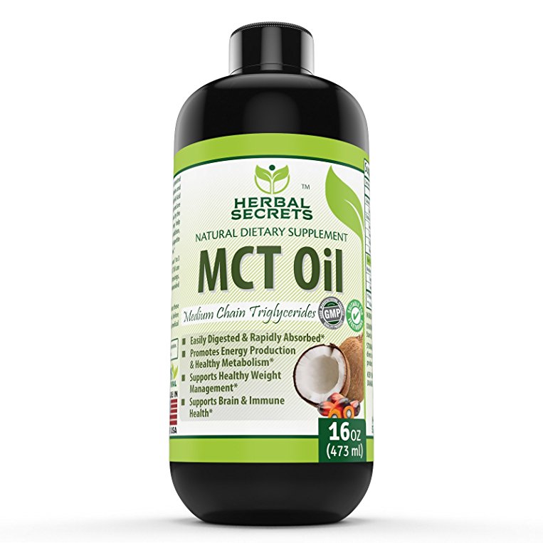 Herbal Secrets 100% Pure MCT Oil, 16 Fl Oz - Helps in Weight Management