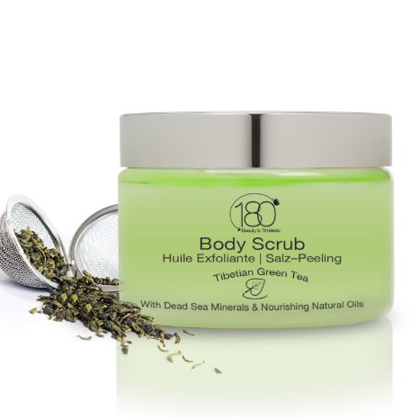 DEAL OF THE DAY - 180 Cosmetics Salt and Oil Body Scrub Tibetian Green Tea Nourishing and Exfoliating Dead Sea Salt - VALENTINE DAY GIFT