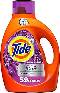 Tide Plus Febreze Freshness HE Turbo Clean Liquid Laundry Detergent, Spring & Renewal Scent, 84 fl oz, 59 loads