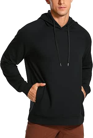 CRZ YOGA Hoodies for Men French Terry Hooded Sweatshirts Workout Athletic Casual Pullover Hoodie Tops with Pocket