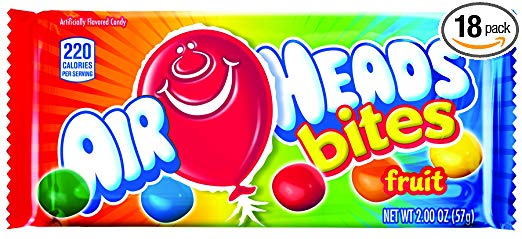 Airhead Bites Fruit Flavored Candy 2 Ounce Packs (Pack of 18)