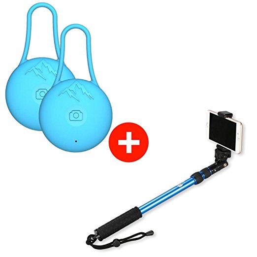 Selfie Stick and Bluetooth Remote Shutter Combo Pack! Selfie Button, Bluetooth iPhone Remote, Waterproof Bluetooth Remote, IPX6 Water Rated, For iPhone and Android cameras. Bluetooth Selfie Remote