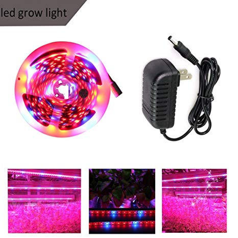 ZC-ECC LED Grow Strip Light(Power Adapter Included),5050 Waterproof LED Strip Plant Flower Growing Grow Light Red Blue 4:1(1M/3.28ft)