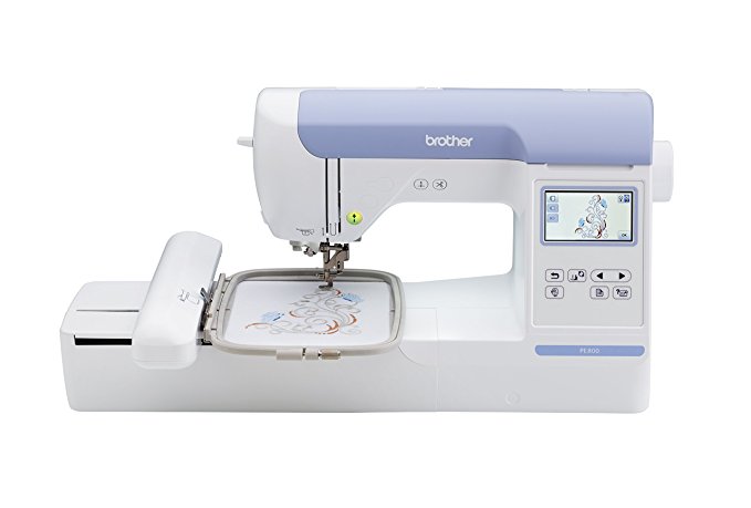 Brother PE800 5”x7” Embroidery-only machine with color touch LCD display, USB port, 11 lettering fonts, and 138 built-in designs