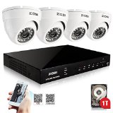 ZOSI 8 Channel Full 960H Surveillance CCTV DVR Security System with 4-960H900TVL Outdoor waterproof Cameras and Pre-Installed 1TB Hard Drive