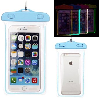 UTLK Universal Waterproof Cell Phone Carrying Case for Apple iPhone 6,iPhone 6 PLus,5s, 5, 5C,4s,4, for Galaxy S6 / S6 Edge / S5 S4 S3 / Note 4, 3, 2, for Google Nexus 4 / 5 / 6,LG G2 / G3,HTC M7 / M8 / M9 and the other Mp3 Players - IPX8 Certified to 100 Feet (Light Blue)