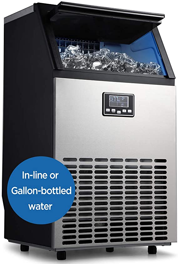 COOLLIFE Commercial Ice Maker - Produces 100lbs of Ice in 24 Hrs with 33lbs Storage Bin (100LBS/24H-PRO)