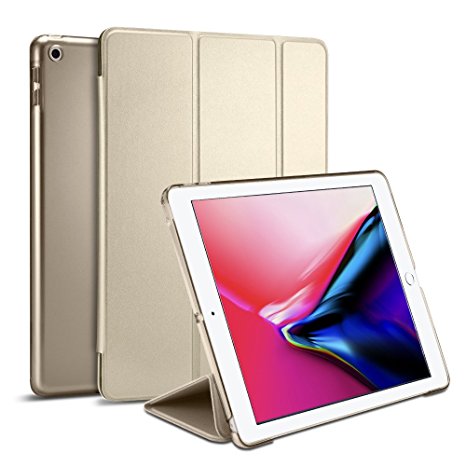 Spigen iPad 9.7 2018 / 2017 Case, Smart Fold iPad 9.7 Case Trifold Stand with Auto Sleep and Wake Function, Hard PC Back Cover and Soft Microfiber interior for Apple iPad 9.7 inch - Gold