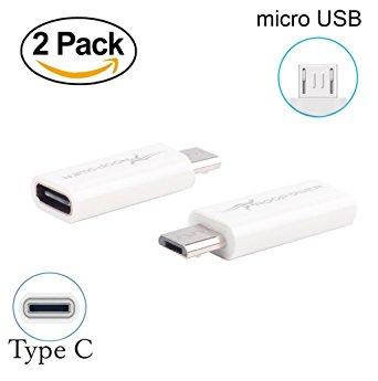Type C to Micro USB Adapter 2-Pack, Roopower Type C Female to Micro USB Male Adapter Charge Sync Connector Connect Type C cable to Micro USB Device for Smartphone, Tablet, GPS and More(White)