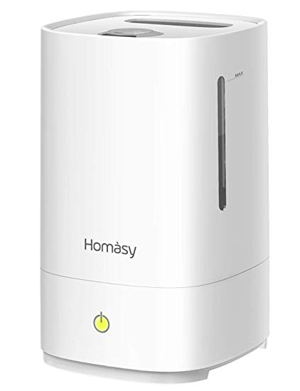 Homasy Humidifiers with Essential Oil Nozzle, 4.5L Ultrasonic Cool Mist Humidifier for Baby Bedroom, Large-Capacity Vaporizer Humidifying Unit with Whisper-Quiet & Auto Shut-Off (Top Refilling Design)