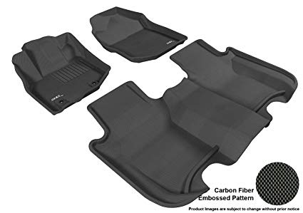 3D MAXpider Complete Set Custom Fit All-Weather Floor Mat for Select Honda Fit Models - Kagu Rubber (Black)