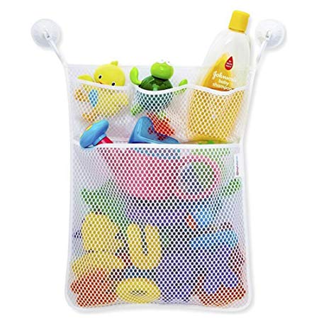 KINDOYO Bath Tub Toy Mesh Bag Tidy Suction Net Mesh Storage Bag Baby Bath Organiser - White