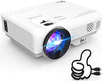 DR.J 2600Lux Home Theater Mini Projector Max. 170" Display, Full HD LED Projector 1080P/HDMI/VGA/USB/TF/AV/Sound Bar/PS4/WII/XBOX/TV/FireTV/Roku Stick/TV Box Support (L8)