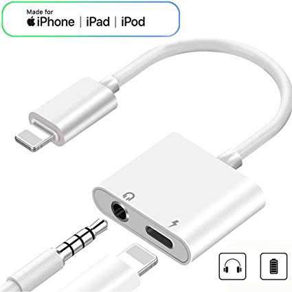 SZJMSR Headphone Adapter for iPhone Adapter 3.5mm Jack AUX Audio Splitter for iPhone X/XS/XS MAX/ 7/7plus 8/8plus Dongle Splitter Earphone Dongle Headset Cable Convertor Support iOS 12 or Later