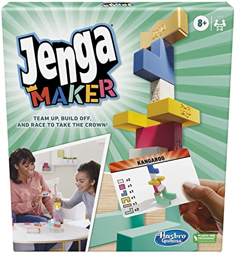 Jenga Maker, Wooden Blocks, Stacking Tower Game, Game for Kids Ages 8 and Up, Game for 2-6 Players, Play in Teams