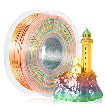 SUNLU Silk Rainbow Filament, Shiny Multicolor Gradient PLA  Filament 1.75mm, 1kg(2.2lbs)/Spool 3D Filament for 3D Printer & 3D Pen, Shiny Silk Rinbow Ⅰ