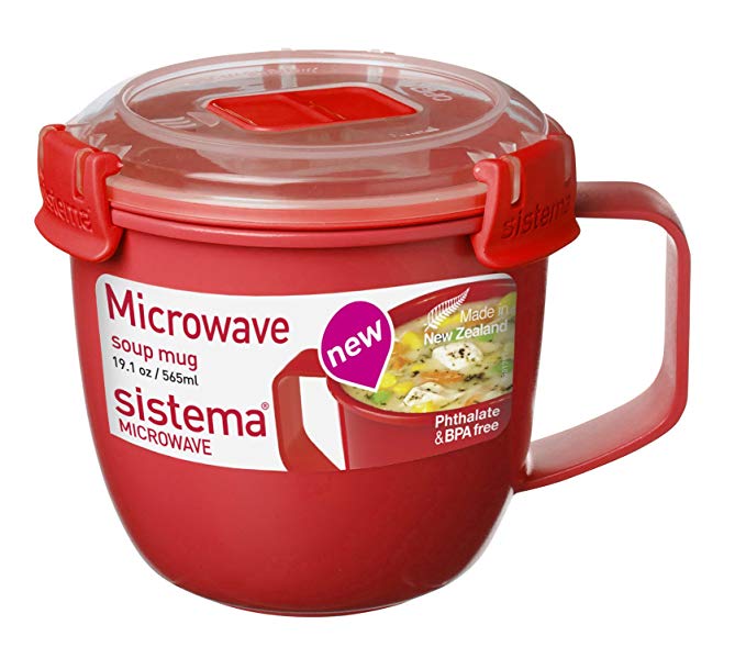 Sistema Microwave Soup Mug, , 565 ml - Red/Clear