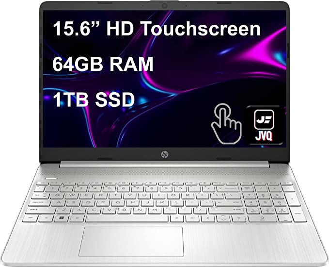 HP Pavilion Laptop, 15.6" HD Touchscreen, Intel Core i3-1115G4 (up to 4.1 GHz) Processor, 64GB RAM, 1TB SSD, USB-C, HDMI, Windows 11 Home, Silver, JVQ MP