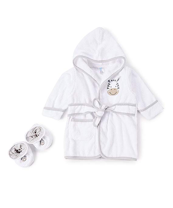 Spasilk 100% Cotton Hooded Terry Bathrobe with Booties—Baby Girl Gifts—Baby Boy Gifts—0-9 Months—Shower Gift