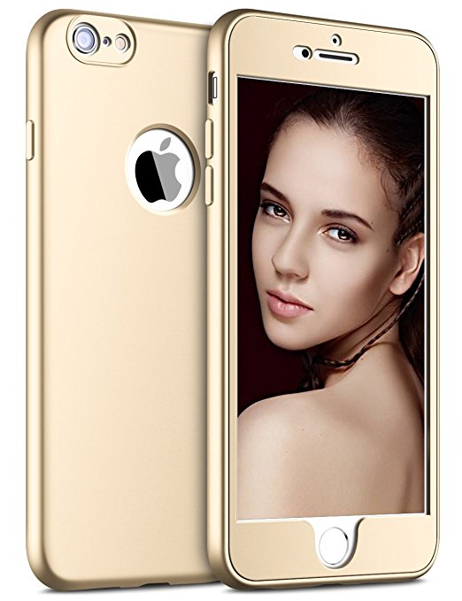 iPhone 6 Case,Aemotoy Ultra Thin Slim fit Full Body Coverage Protection iPhone 6s Case PC & Soft TPU Silicone Anti-Scratch Defender Protective Cover for iPhone 6 / 6s 4.7 Inch - Gold