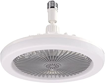 2023 New E27 Ceiling Fan with Lights, Enclosed Low Profile Fan Light, Ceiling Light with Fan, Hidden Electric Fan Delier Gimbal Lamp Holder, Summer Gift for Family (Switch, Gray)
