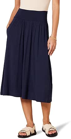 Amazon Essentials Women's Jersey Pull On Midi Length Skirt