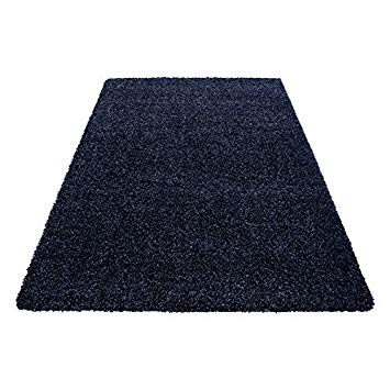 Carpetsale24 SMALL - EXTRA LARGE SIZE THICK MODERN PLAIN NON SHED SOFT SHAGGY RECTANGLE & ROUND, Size:140 cm Quadrat, Color:Navy