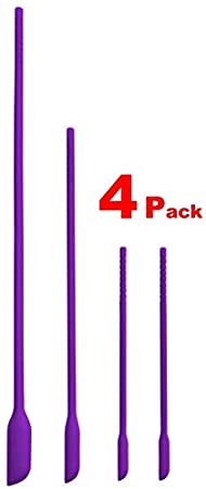 HauBee 4 Pack - Get Every Last Drop - Silicone Spatula - Especially for Super Slight Makeup Bottle Opening Kitchen Mustard Ketchup Jar Hand Body Lotion Foundation Lipgloss Nail Polish Tools Set Purple