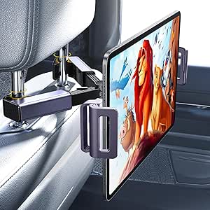 LISEN Tablet iPad Holder for Car Mount Headrest Must Have, 2024 iPad Car Holder Back Seat Travel Accessories Long Road Trip Essentials for Kids Adults Fits All 4.7-13" Devices & Headrest Rod