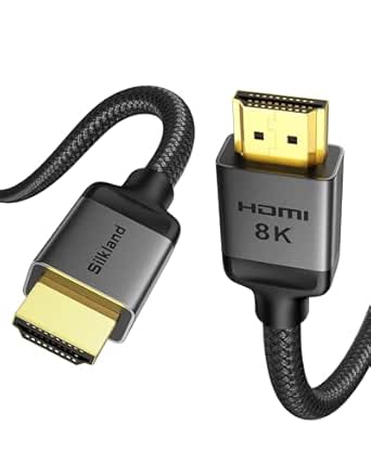 Silkland Long 10K 8K HDMI 2.1 Cable 40ft, (Upgrade Braided) Ultra High Speed HDMI Cable [8K@60Hz, 4K@120Hz] 48Gbps, HDR 10 , eARC, ARC, HDCP 2.2/2.3, Compatible for PS5/Xbox/Soundbar/Roku TV