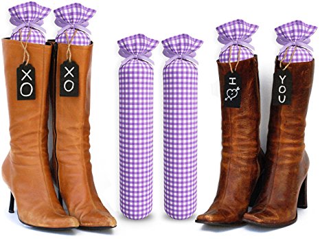 My Boot Trees, Boot Shaper Stands for Closet Organization. Many Patterns to Choose From. 1 Pair. (Purple Plaid)