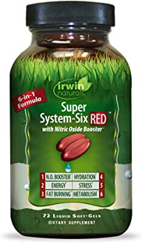 Super System-Six Red with Nitric Oxide Booster by Irwin Naturals 72 Liquid Soft-Gels