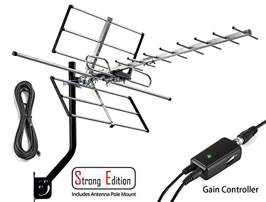 pingbingding Outdoor Antenna Digital Amplified HDTV Antenna with Mounting Pole & Adjustable Amplifier & 32FT Coaxial Cable, 120 Miles Range, Extremely High Performance for UHF and VHF