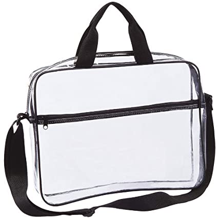 CHM Clear Portfolio Briefcase Messenger Bag with Handles for Document Storage and File Organization with Zipper Pocket
