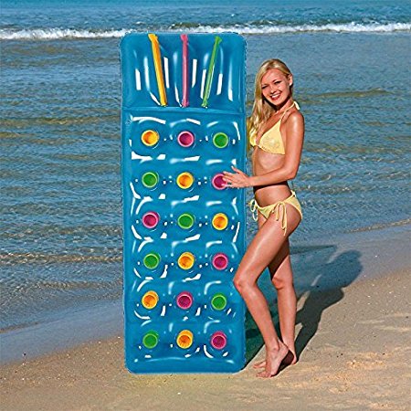Bestway Inflatable 18 Pocket Fashion Sun Lounger Lilo Swimming Pool Air Bed Beach Mat 2 Colours : Pink Or Blue (Blue)