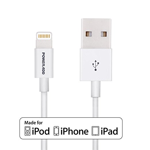 [Apple MFi Certified]Poweradd 8 Pin Lightning to USB Cable(3.3Feet 1.0 Meter) for iPhone 7/7Plus/6/6Plus/6S/6S Plus/5/5S/5C/SE, iPod Nano 7/iPod Touch 5, iPad Air/Air 2/Pro , iPad Mini- White