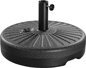 Yaheetech Umbrella Base 22L Round Water & Sand Filled Patio Outdoor Umbrella Stand with Steel Umbrella Holder Suit for Dia 1.5'' or 1.9'' Umbrella Pole, Black