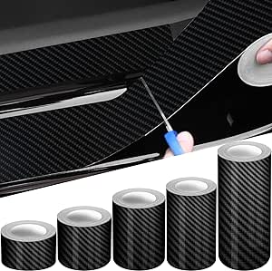 Outus 5 Rolls Car Door Edge Guards Door Sill Protector 5.9 Inch 3.9 Inch 2.8 Inch 2 Inch 1.2 Inch 5D Carbon Fiber Tape Automotive Vinyl Wraps Vehicle Anti Collision Film Scratch Cover Strip Stickers