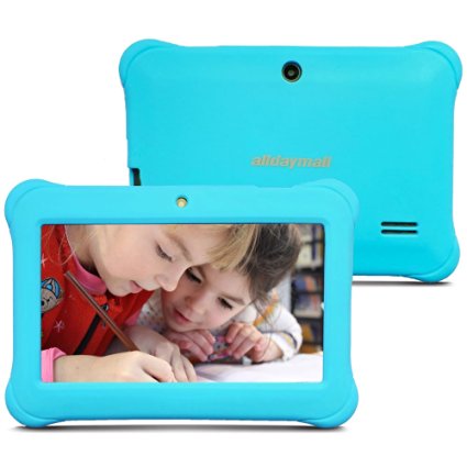 Alldaymall ® 7" Kids Tablet, Safely Kids Mode ( Wi-Fi,1 GB & 8GB, Quad Core 1.2GHz, Android 4.4 ) Blue Silicone Case