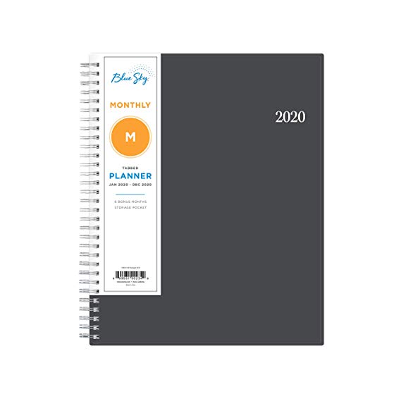Blue Sky 2020 Monthly Planner, Flexible Cover, Twin-Wire Binding, 8" x 10", Enterprise