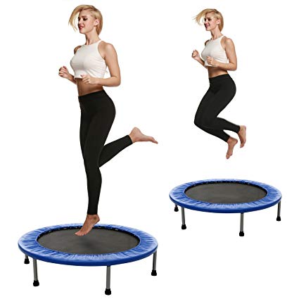 40" Fitness Exercise Trampoline Foldable with Adjustable Handrail Rebounder Trampoline Indoor Mini Trampoline for Adults or Kids Max. Load 220/300 lbs Stretch Jump Mat