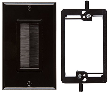 Buyer's Point Brush Wall Plate, with Single Gang Low Voltage Mounting Bracket Device (Black Kit)