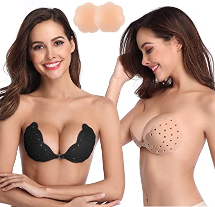 Niidor Sticky Bra, Breathable Strapless Bra Adhesive Push Up Backless Bras for Women