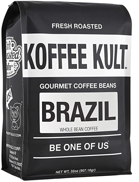 Koffee Kult Brazil Whole Bean Coffee Single Origin Artisan Roasted (32oz Whole Bean)