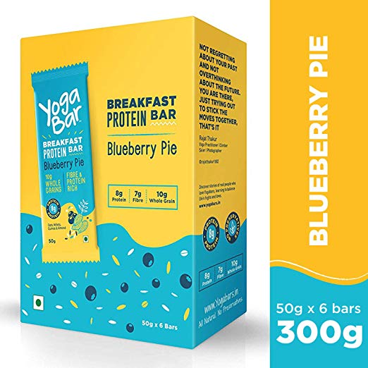 Yogabar Breakfast Protein Blueberry Bars - 300gm, 50 g x 6 Bars